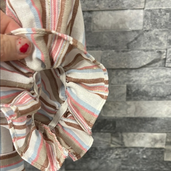 Bonnie Jean Striped Puff Sleeve Dress with glitter stripes - Picture 6 of 7